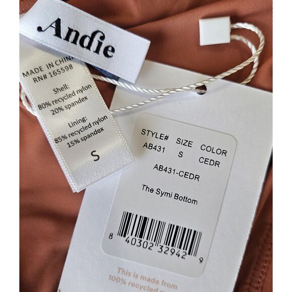 ANDIE Swim Women's S Symi Bottom Cedar Brown Bikini AB431 NEW NWT - Picture 2 of 5
